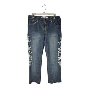 Tinker Bell Disney Store Jeans Womens Size 12 Floral Blue Straight Leg
